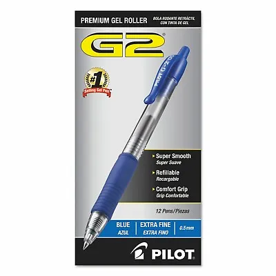 Pilot G2 Premium Retractable Gel Ink Pen Refillable Blue Ink .5mm Dozen 31003 • $9.99