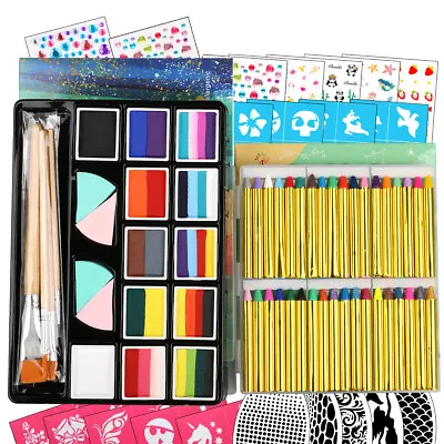 Bowitzki Professional Face Paint Split Cake Palette Face Painting Crayon Kit Set • £11.99