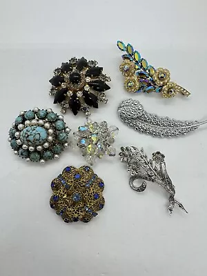 Lot Of 7 Vintage Austrian Czech Brooches Charles Horner Marcasite • £19.99
