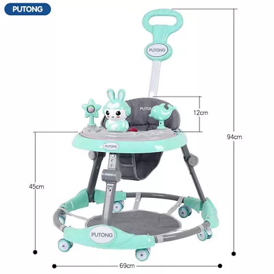 Putong Adjustable Baby Walker Foldable Feeding Tray Music Lights Model P12A New • £45