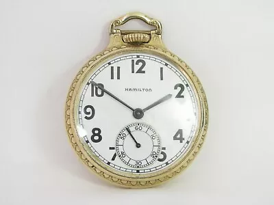 Hamilton 992B Railroad 16s 21j Pocket Watch Gold Filled Bar Over Crown Case • $220.14
