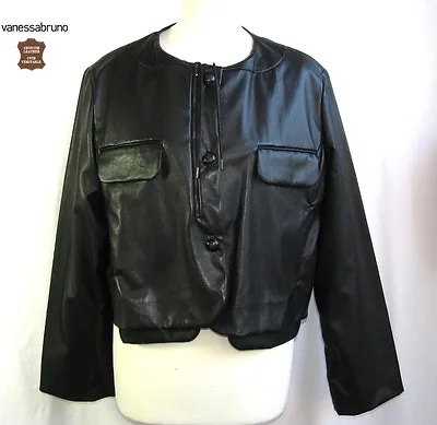 Vanessa Bruno - Jacket Long-sleeved Black Lambskin Size 40 - Slightly Used • $214.62