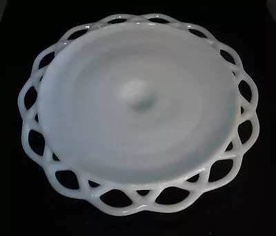 Vtg Imperial Milk Glass Cakestand Cake Stand Lace Edge • $34.99
