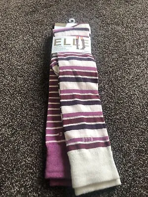 £6 • Buy 2 Pairs Pink Brown Stripe Elle Socks 4-8 Great Style 