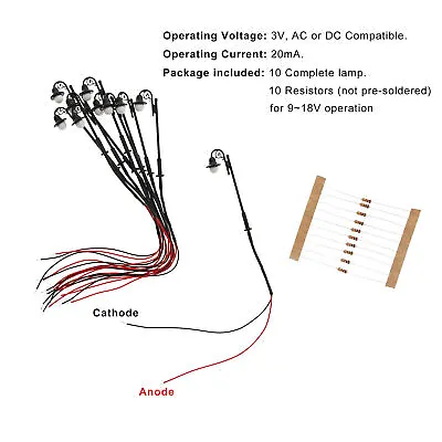 10pcs Model Railway Layout N Gauge 1:150 Lamps Warm LEDs Street Lights LYM38 • £15.99