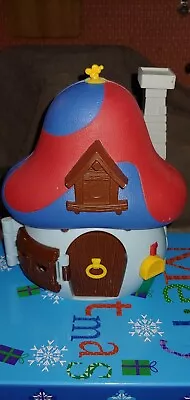 Vtg Peyo Jakks Pacific Smurf's 2008 Blue Mushroom House Smurfette & Misc& Stool • $22