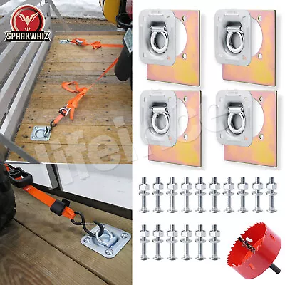 4x Trailer Truck Recessed D-Ring Cargo Tie Down Anchors Heavy Duty With Hardware • $54.99