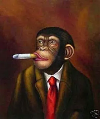 Monkeysmoking Hand-painted Animal Art Oil Painting Wall Decor Canvas 36  • $68.99
