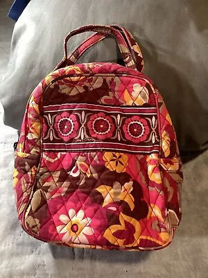 VERA BRADLEY Lisa B Caraby Maroon Pink Gold Floral  QUILTED LunchBox Used • $15.99