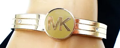 Vintage? Michael Kors Hinged Bracelet Gold Tone Olive Enamel Crystal Rhinestones • $19.95