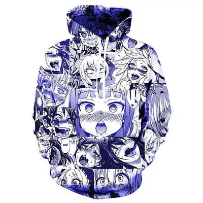 Anime Ahegao Face Hentai Manga Hoodie Men Women Casual Pullover Jacket • $31.36