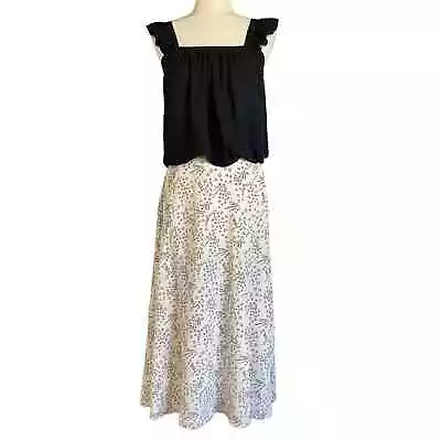 PROMESA NWT Galaxy Star Print Side Slit Midi Skirt Cream Black Size Medium • £29.14