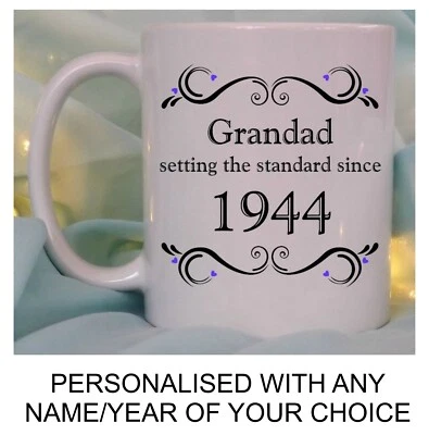 DAD GRANDAD BIRTHDAY GIFT PERSONALISED 50th 60th 70th 80th ANY AGE MUG FOR HIM • £10.95