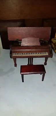 Vintage Thorens Sonia Messer Wood Music Box Piano W Bench Dollhouse Miniature • $58