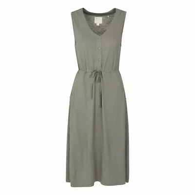 Ex Mountain Warehouse Dress Khaki Plus Size 18 20 Calf Length Cotton Pockets • £16.99