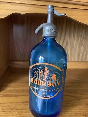 Antique/vintage Cincinnati OH Blue Lg Bourbon Seltzer Bottle Czechoslovakia • $175