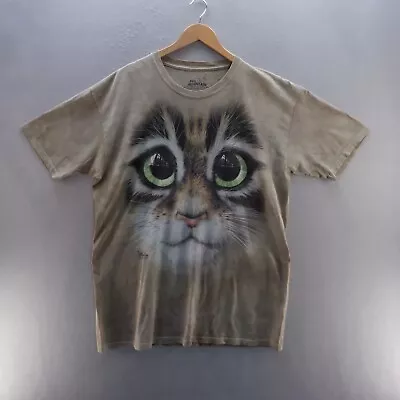 £12.88 • Buy THE MOUNTAIN T Shirt XL Beige Dyed Graphic Print Cat Short Sleeve Mens