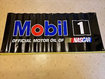 Mobil 1 Motor Oil Authentic Banner Sign LARGE! 29” X 68 1/2” Nascar Racing BLACK • $9.99