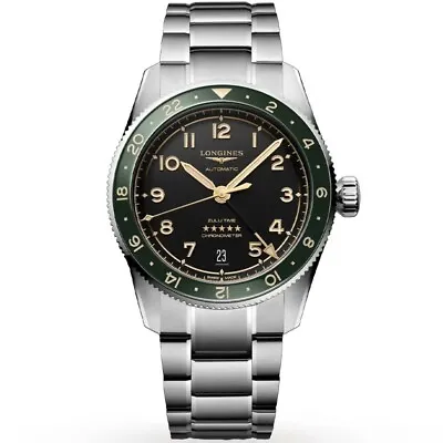 New  Longines Spirit Zulu Time 39mm Black Dial GMT Steel Men's Watch L38024636 • $2650