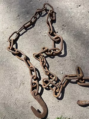 Vintage Hand Forged Iron Chain 97” • $75