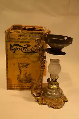 Antique  Glass Vapo Cresolene Vaporizer Kerosene Oil Lamp With Box • $60