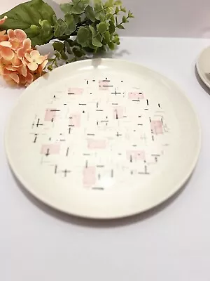 Vernon Ware Tickled Pink 10  Plates Metlox 50s Dinnerware Atomic MCM Set Of 2 • $24