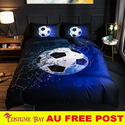 3D Print Soccer Ball Basketball Sports Boys Kids Doona Bed Duvet Quilt Cover Set • $39.95