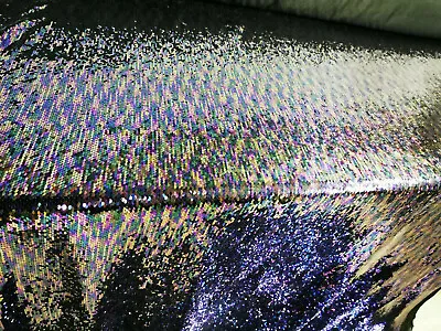 Black Iridescent Mermaid Flip Up 5mm Sequins 2 Tone Multicolour Fabric  • £2.50