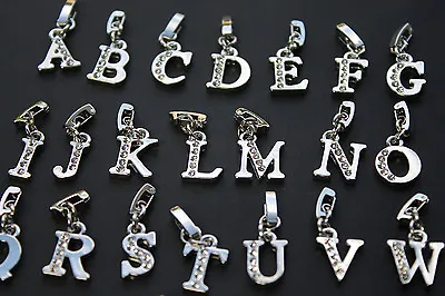 £1.51 • Buy Silver Plated Alphabet Letter Initial Clip On Charms For Bracelets / Jewellery