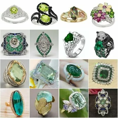 $2.16 • Buy Fashion 925 Silver Wedding Rings Women Cubic Zirconia Jewelry Gifts Size 6-10