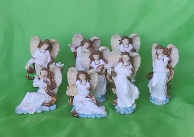 Vintage K's Collection Figurine Of Angel Playing Harp 4.5  Tall; Lot Of 8 • $11