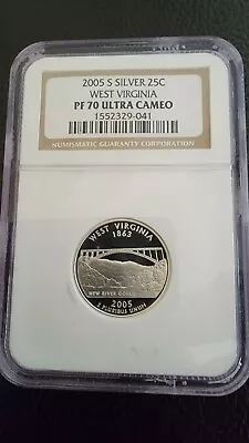 2005 S Silver 25c  West Virginia  Commemorative Coin Ngc Pf 70 Ultra Cameo • $45