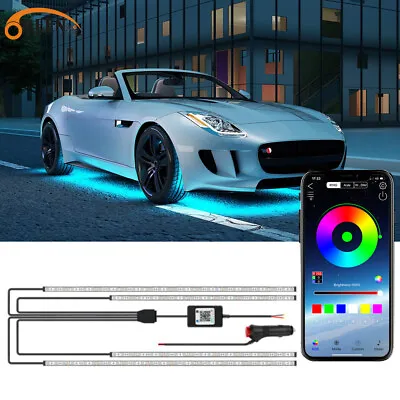 4x RGB Car LED Under Underglow Underbody Strip Neon Lights Kit APP Music Control • $42.42