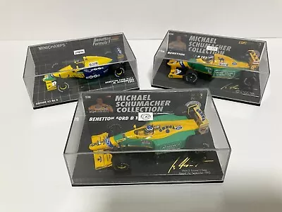 Three Minichamps Michael Schumacher 1:43 Scale Benetton Fords B191 B192 B193 • £75