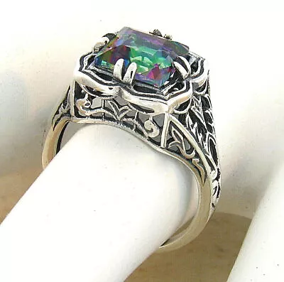 1.6 Carat Mystic Quartz 925 Sterling Silver Filigree Antique Style Ring     736x • $22.99