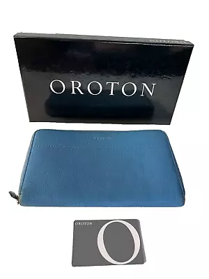 Oroton Beuno Travel Clutch Port Blue Pre Loved Original RRP $345 Wallet Purse • $9.99