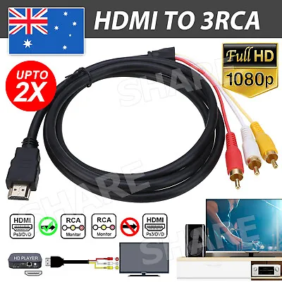 HDMI Male To 3 RCA RGB Male AV Video Audio Adapter Cable For HDTV DVD Player • $6.95