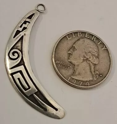 NATIVE AMERICAN Sterling Silver GEOMETRIC Carved Necklace Pendant Handmade NICE • $30