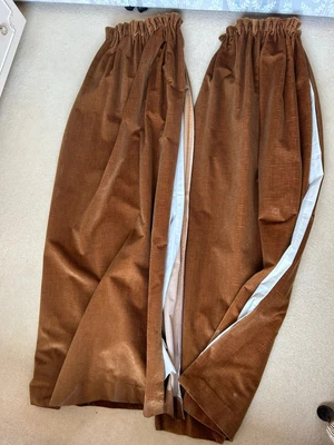 £25 • Buy Vintage Velvet/cord Mustard Brown Curtains 70s