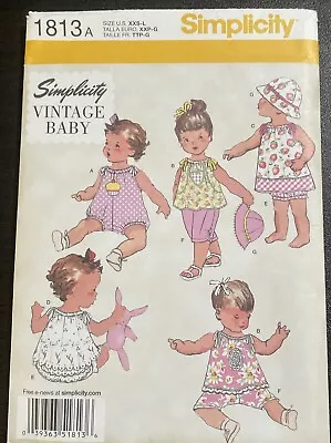 Simplicity 1813 Vintage Baby Sewing Pattern New Uncut XXS XS S M L • $8.15