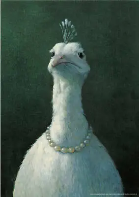 Fowl With Pearls By Michael Sowa Art Print 16.5x23.5 Fun Chicken Peacock Poster • $29.95