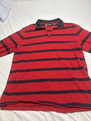 Chaps Polo Shirt Mens Large Long Sleeve Color Block Red Blue Preppy Cotton • $12.77