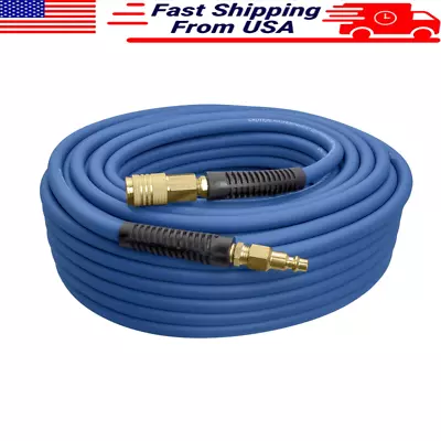 100ft Hybrid Air Hose W/ Brass Fittings 1/4  NPT 300 PSI All Weather Flexibility • $36.84