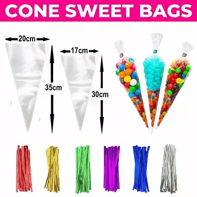 Clear Cellophane Cello Display Bags Sweet Candy Cake Pop Lollipop Kids Party Bag • £0.99