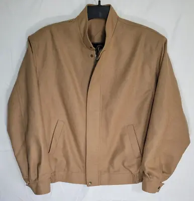 Vintage Wool Cortefiel Bomber Jacket Womens Medium Brown Zip Button 80s 90s  • $22