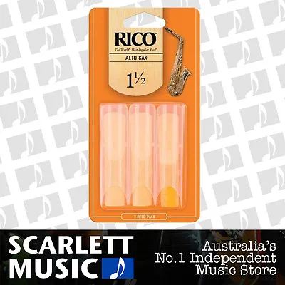 $15.75 • Buy Rico Alto Sax Eb Saxophone 3 Pack Reeds Size 1.5 ( 1 1/2 - One And A Half ) 3PK