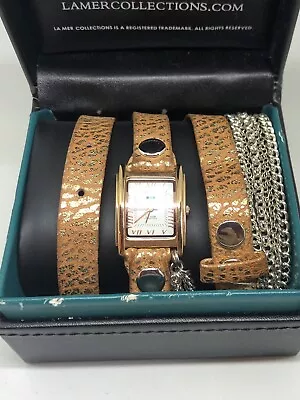 La Mer Collections - Rose Gold And Leather Wrap Bracelet Watch • $19.99