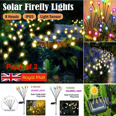 £10.99 • Buy 2X 10 LED Solar Powered Outdoor Garden Landscape Lamp Firefly Swaying Lawn Light