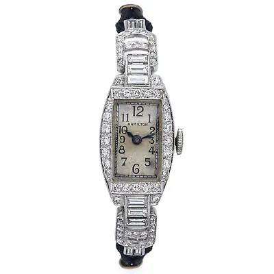 Antique Hamilton Platinum 1.70 TCW Diamond Cal 995A Women's Hand Wind Watch • $1395