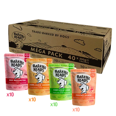 £76.77 • Buy Barking Heads Mega Variety Pack Wet Dog Food Pouches - 40 X 300g